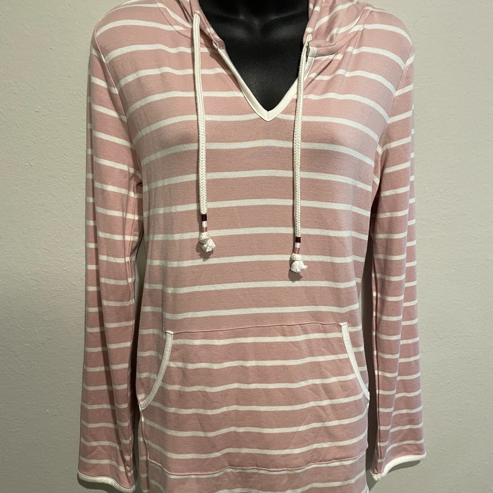 Pink and white stripped hoodie. Never worn
